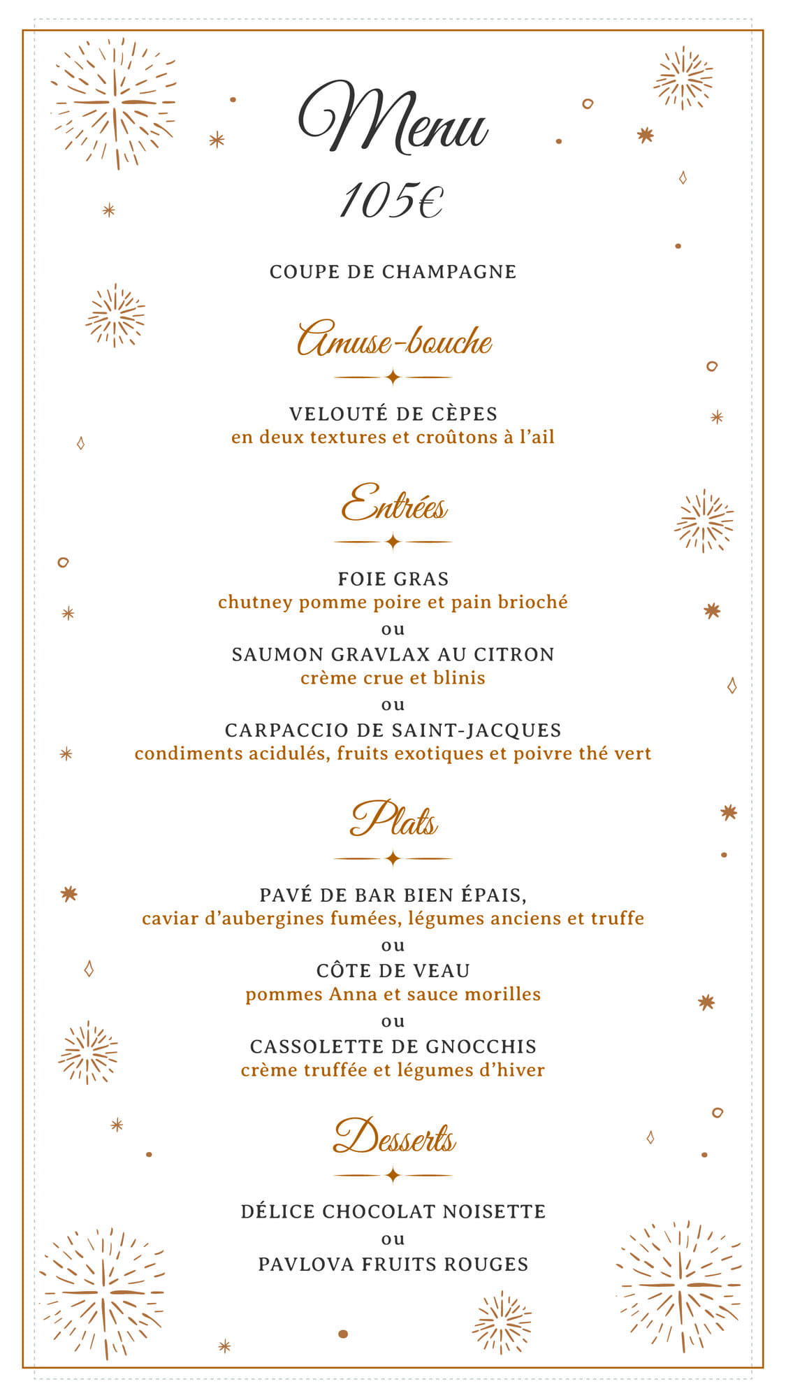 Menu fêtes restaurant Les Planches Deauville 2025